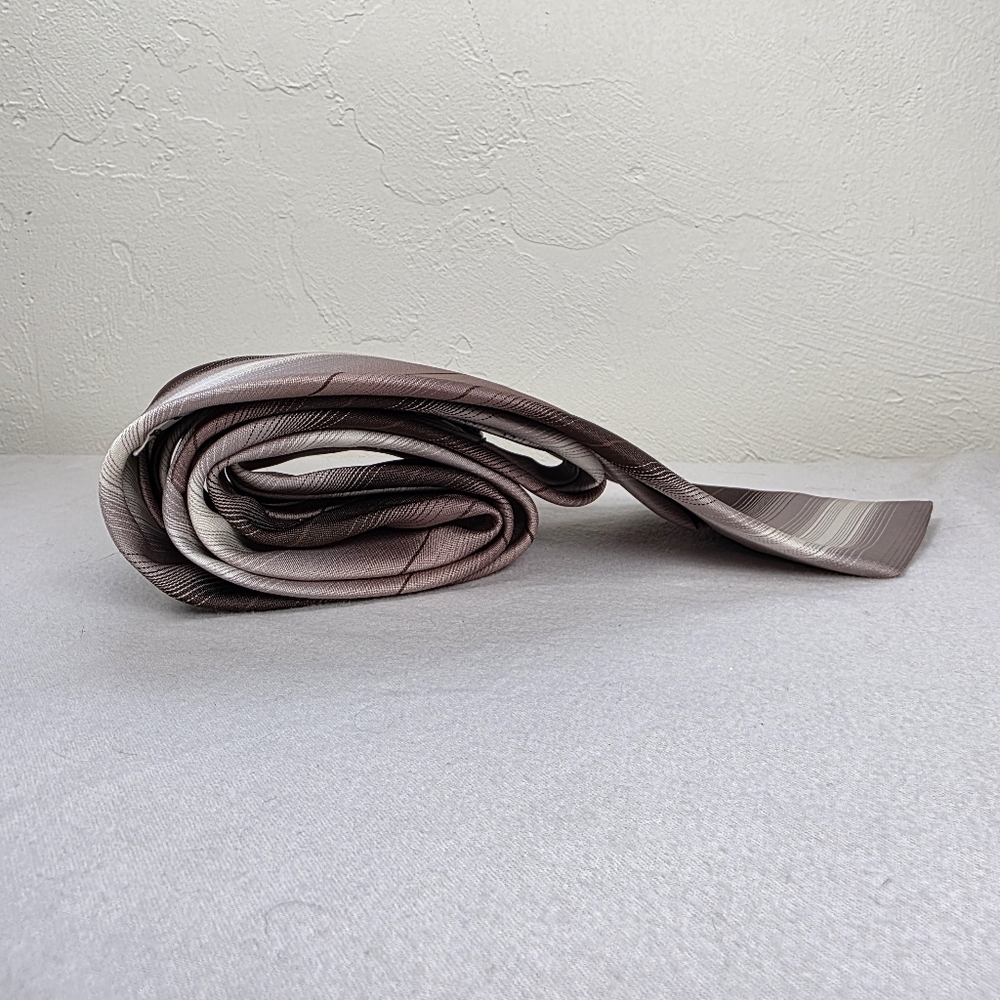 Vintage Jacques Corbeau Men’s Neck Tie – Brown Tan Striped – 1970s/80s Polyester - Picture 2 of 8